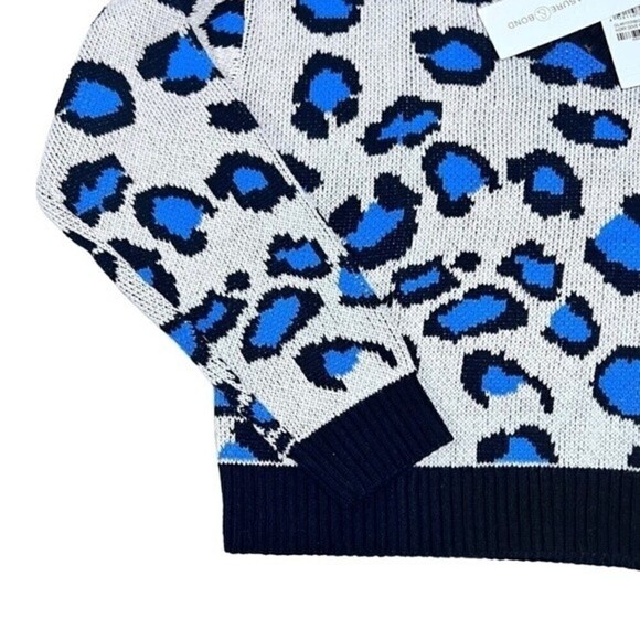 Nwt TREASURE & BOND kids' v-neck crop sweater in ivory dove pop leopard size XL - Picture 7 of 10